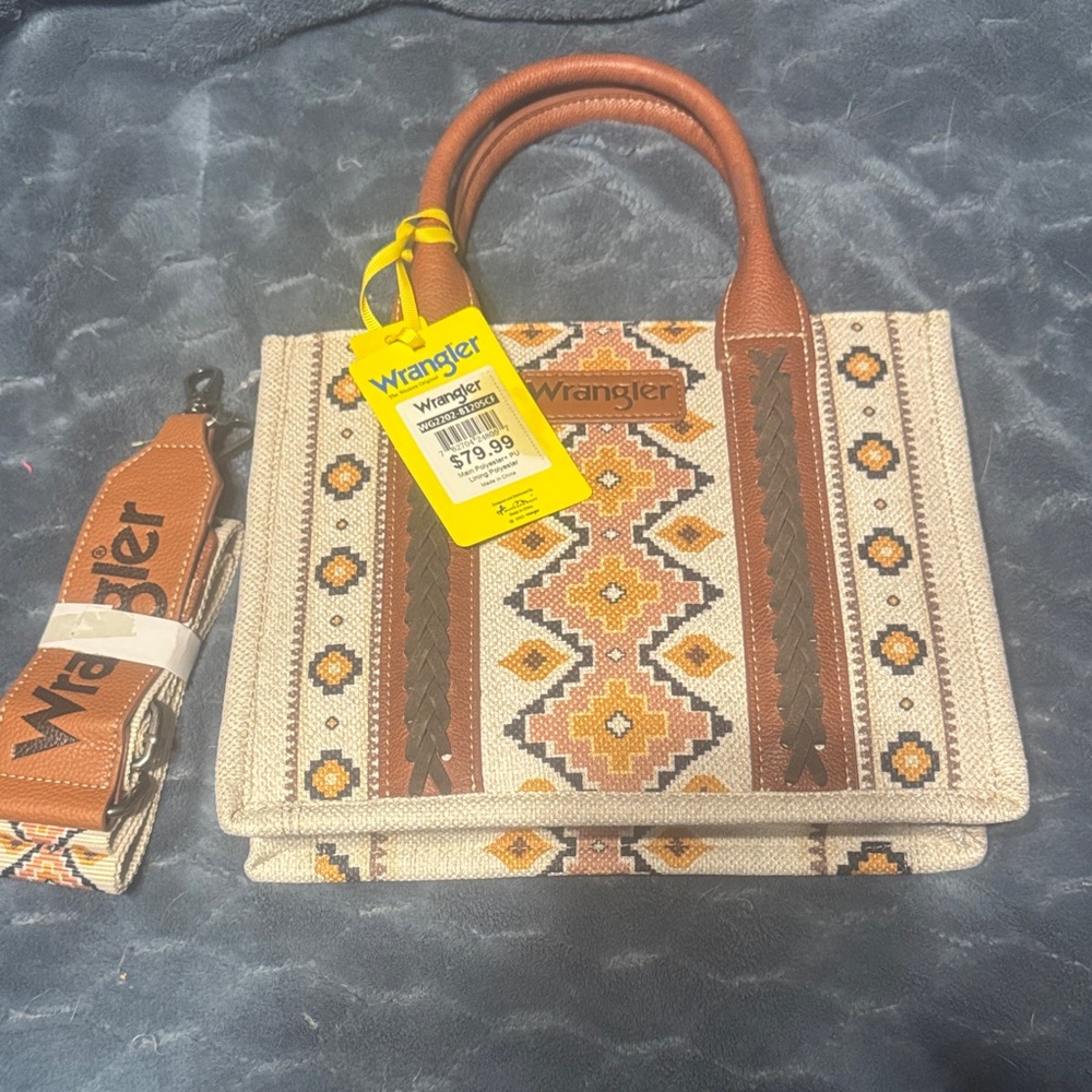 Wrangler Geometric Tan and Brown Tote